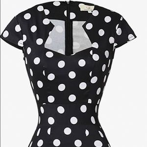 New. Black and white polka dot dress.  Cocktail dress. Party dress.Vintage look.